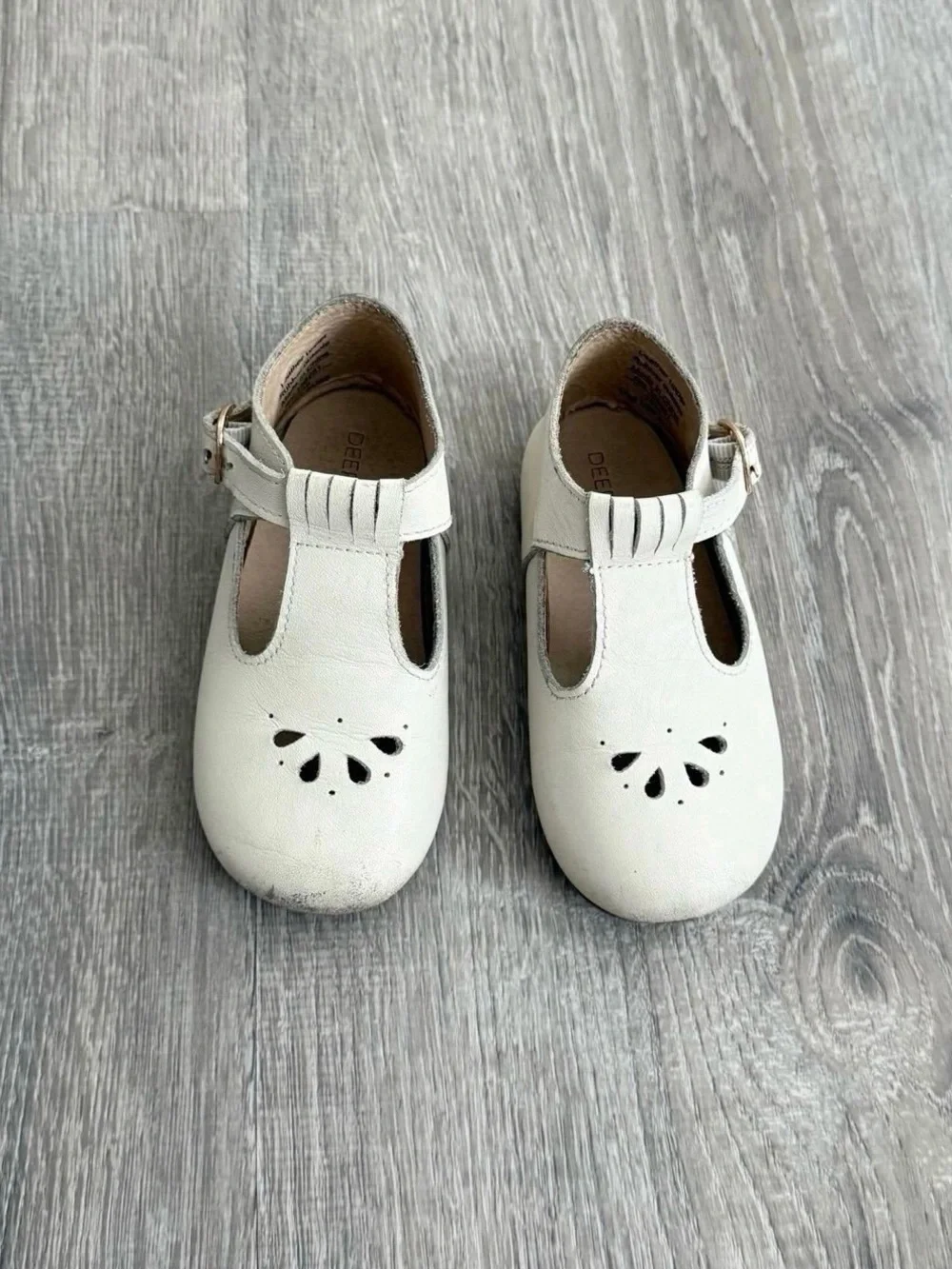 Kids White T-Strap Dress Shoes